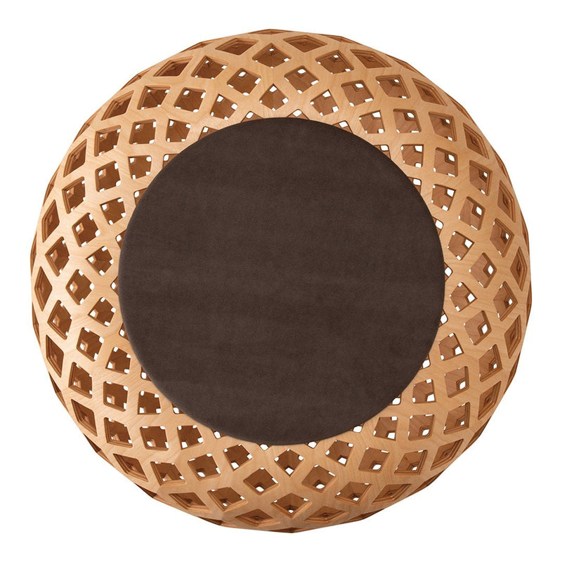 Natural woven pattern in light brown with a dark circular center, creating a stylish, contemporary look.