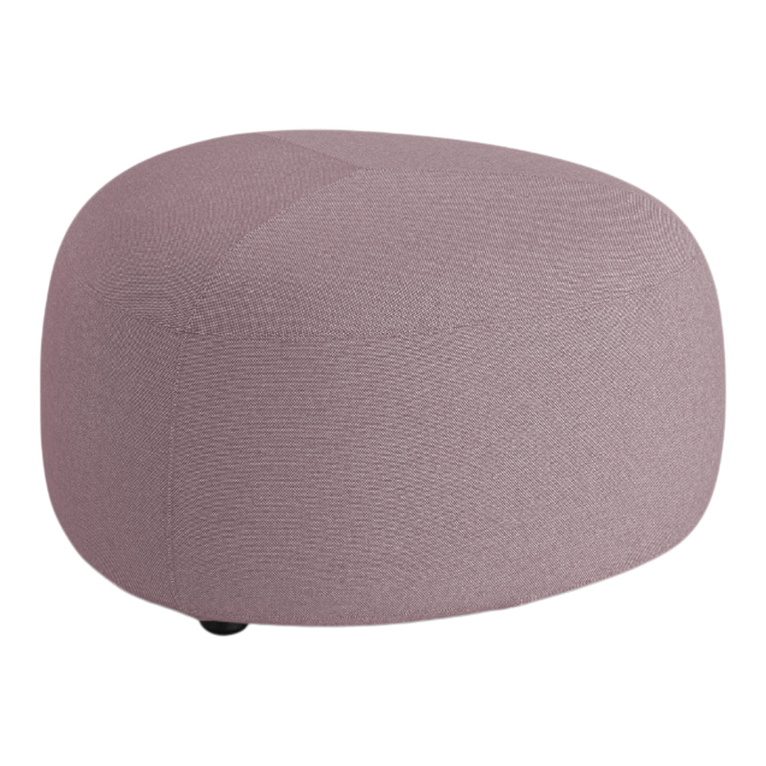 Soft mauve upholstery with subtle textured pattern, featuring a rounded, contemporary design. Ideal for modern decor.