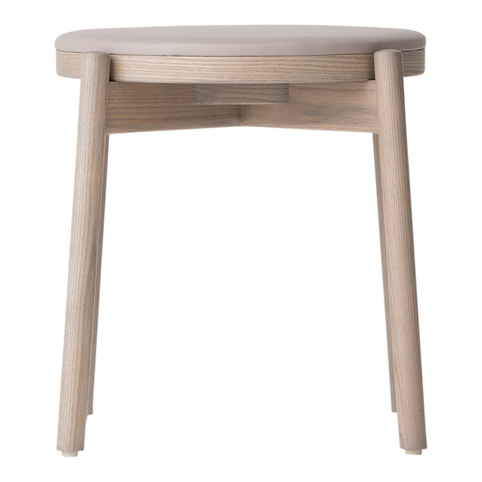Light wood round side table with a smooth finish and minimalistic design, featuring natural wooden tones.