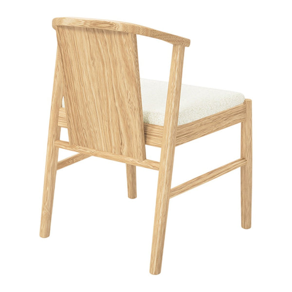 Light oak wood frame with a cream-colored upholstered seat, featuring a minimalist design and natural grains.