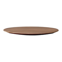 Round wooden serving platter with a smooth, natural finish and rich brown tones, perfect for dining or decoration.