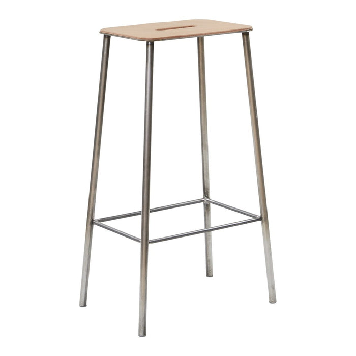 Natural wood top with a smooth finish and sleek silver metal legs, offering a modern and minimalist design.
