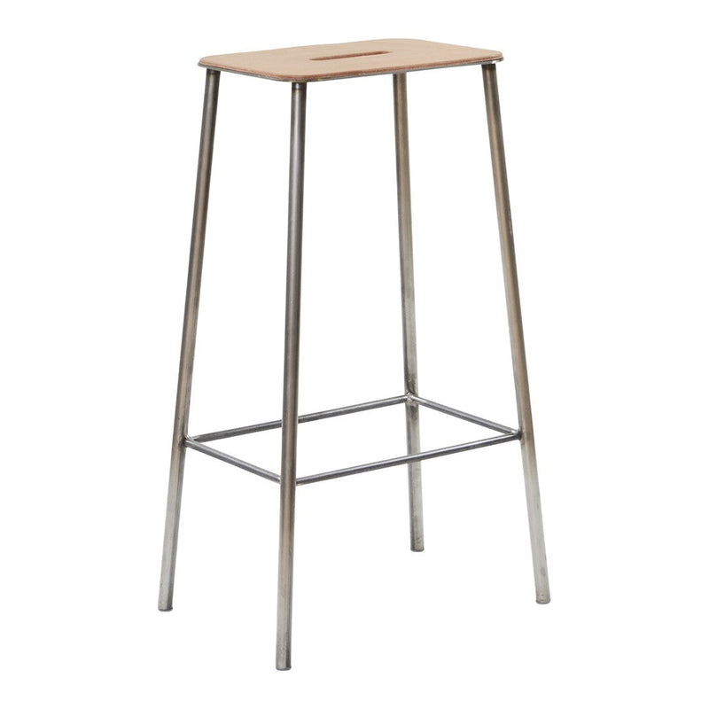 Natural wood top with a smooth finish and sleek silver metal legs, offering a modern and minimalist design.