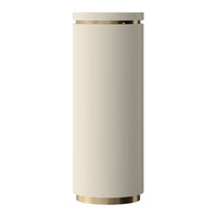 Minimalist cylindrical planter in soft cream with sleek gold accents. Smooth surface, modern design, and elegant finish.