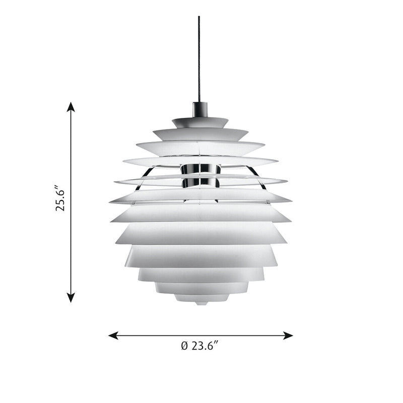 White modern pendant lamp with layered design, showcasing a sleek, minimalist pattern and smooth finish.