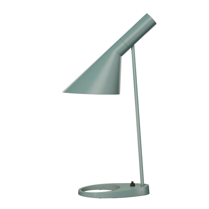Mint green desk lamp with a sleek, modern design and a smooth, matte finish. Ideal for contemporary decor.