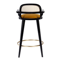 Luc Bar Chair - Upholstered Seat - Lacquered Footring