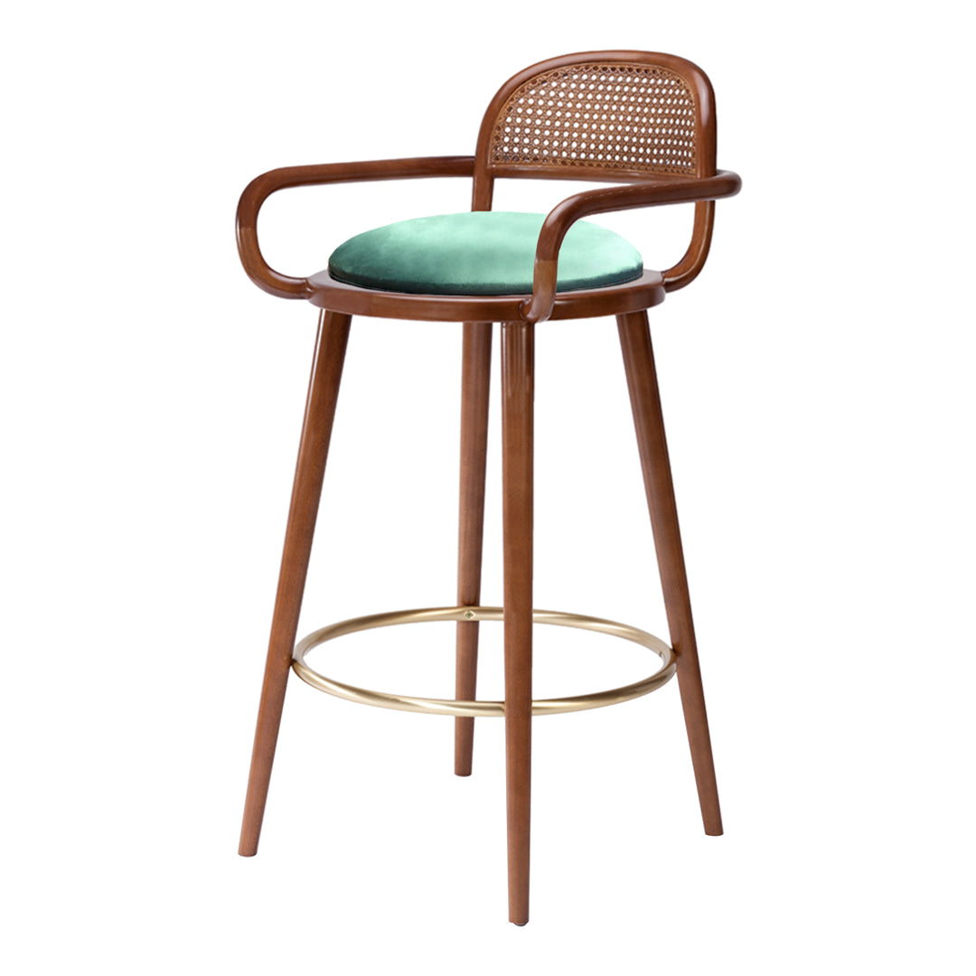 Luc Bar Chair - Upholstered Seat - Lacquered Footring