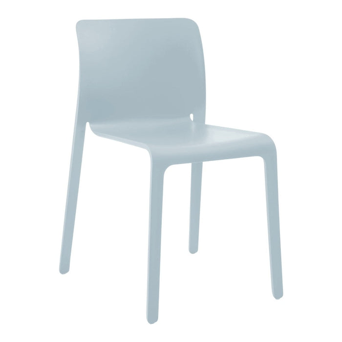 Light blue minimalist chair with a sleek design and smooth, modern finish. Perfect for contemporary spaces.