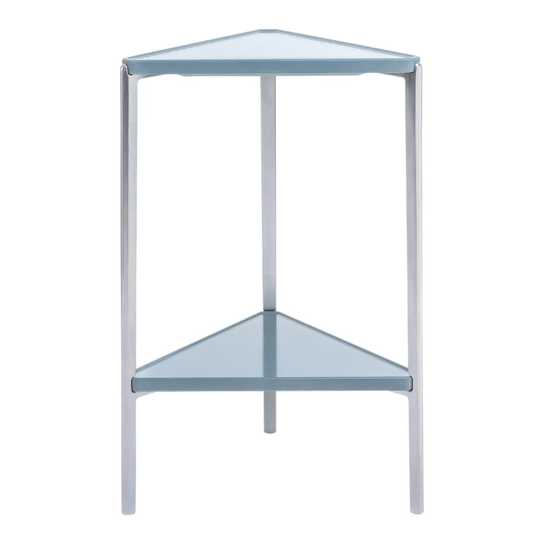 Tambour Low Table - Triangular w/ Shelf