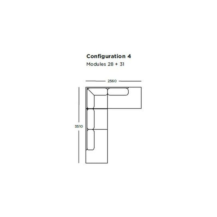 "Blueprint of L-shaped modular sofa with clean lines, sleek design, and neutral tones for versatile decor."