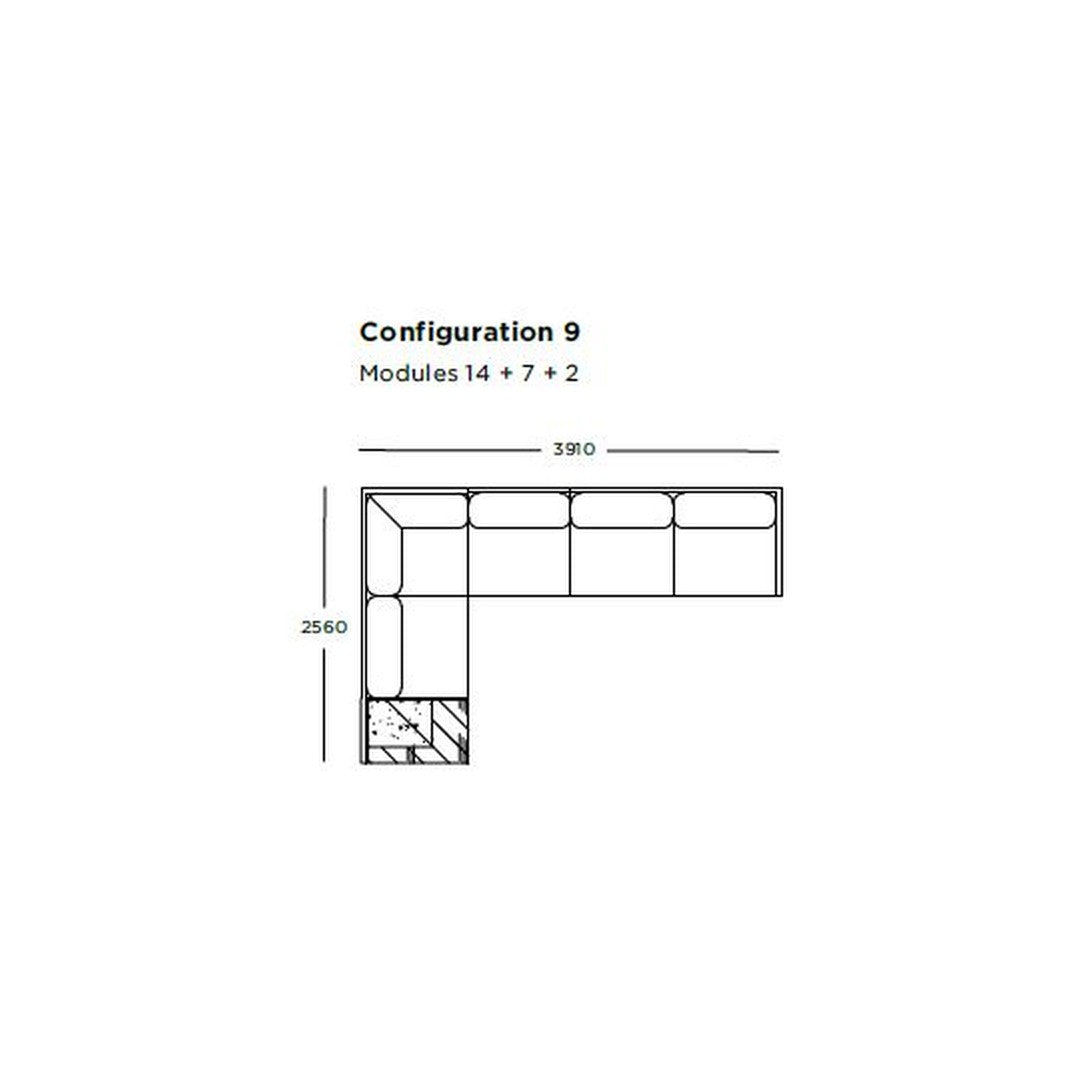 L-shaped sectional sofa design in neutral tones with clean lines and subtle texture.