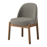 Charcoal gray textured upholstery chair with natural wood legs, featuring a modern, minimalist design.