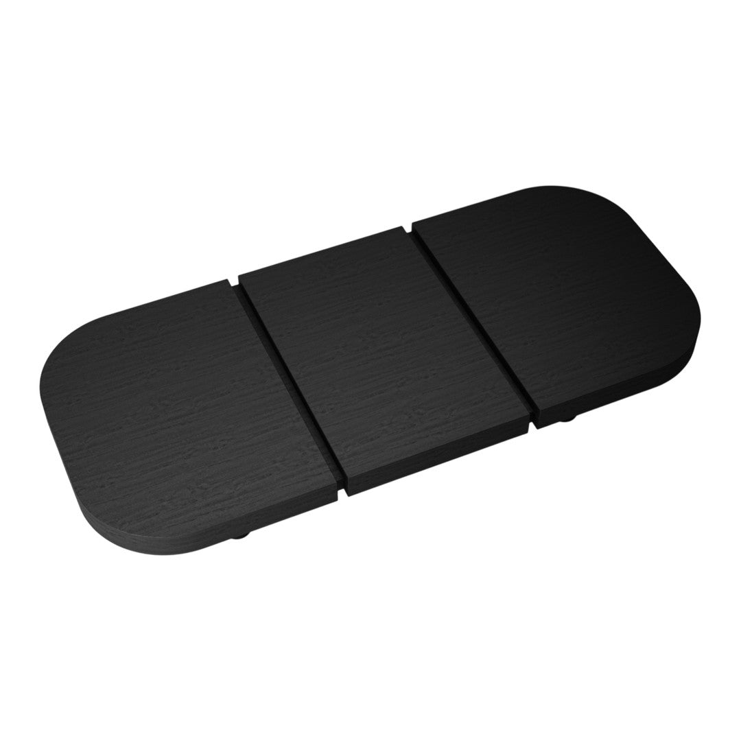 Sleek black trifold design with a smooth matte finish. Ideal for modern aesthetics and versatile use.