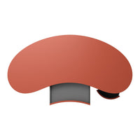 Sleek coral-colored abstract shape with a smooth surface and subtle gray accent, perfect for modern decor.