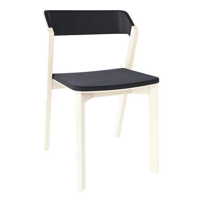 Black and white chair with a minimalist design and solid colors, featuring a sleek, modern aesthetic.