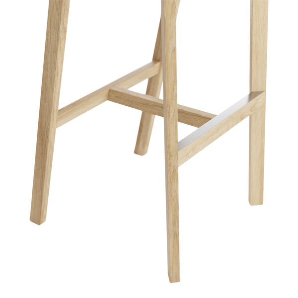 Natural wood barstool leg with a light oak finish and simple, clean design. Perfect for modern decor.