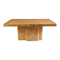 Light brown textured table with a smooth, rectangular surface and a geometric base pattern. Perfect for modern decor.