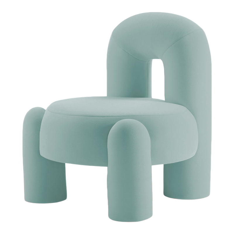 Soft mint-green chair with smooth, rounded shapes and a minimalist design, perfect for modern decor.