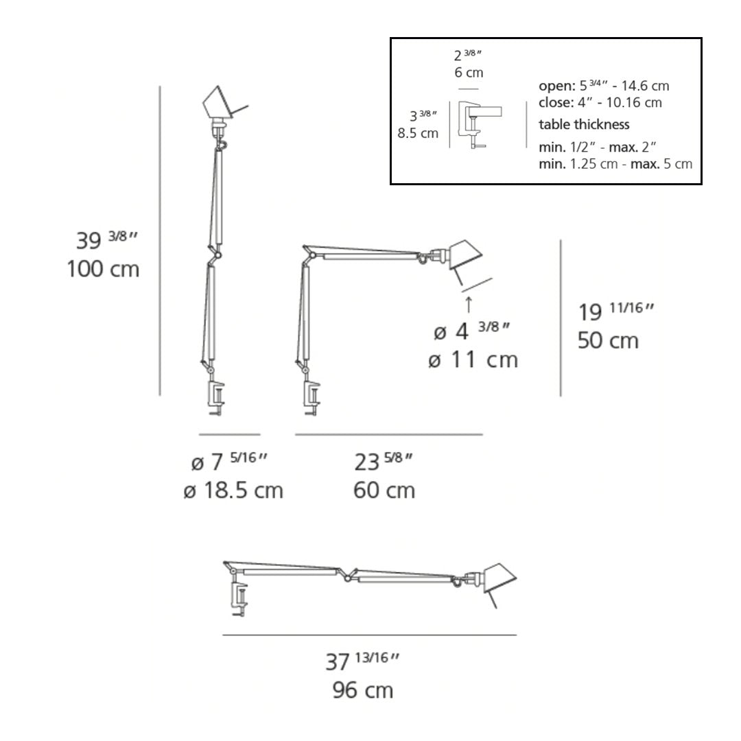 Tolomeo Midi LED Table Lamp w/ Clamp