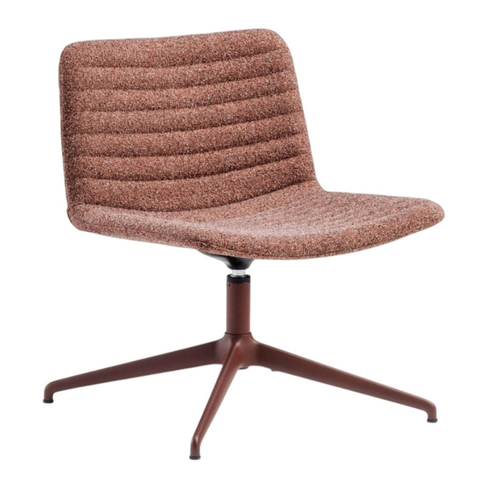 Brown ribbed fabric dining chair with a sleek brown metal base, adding warmth and texture to any space.