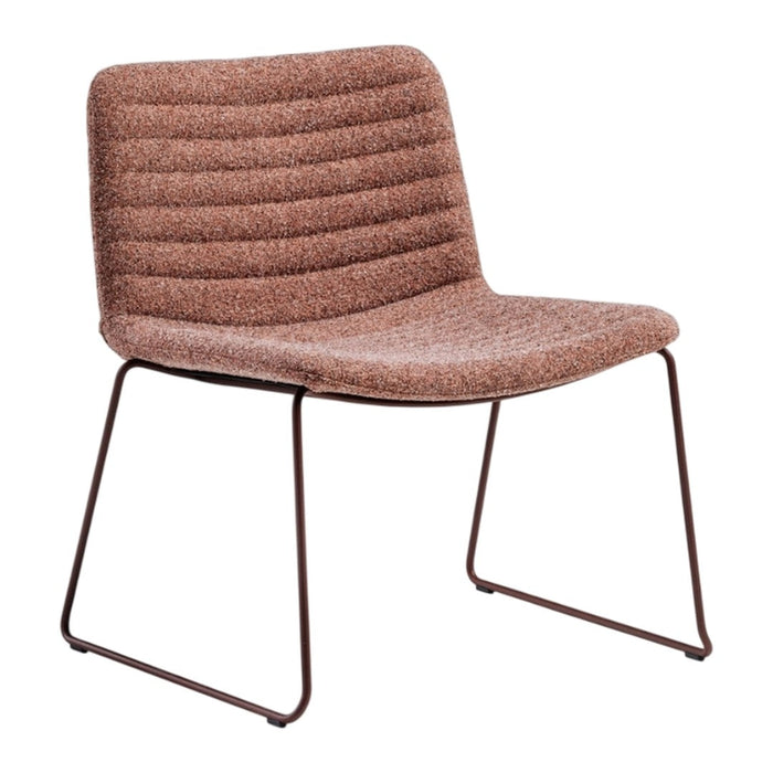 Brown ribbed upholstered dining chair with sleek metal legs, adding a modern touch to any space.