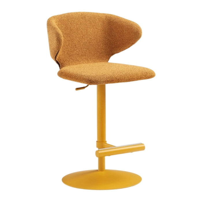 Stylish yellow swivel chair with a textured, warm beige seat and backrest, perfect for modern decor.