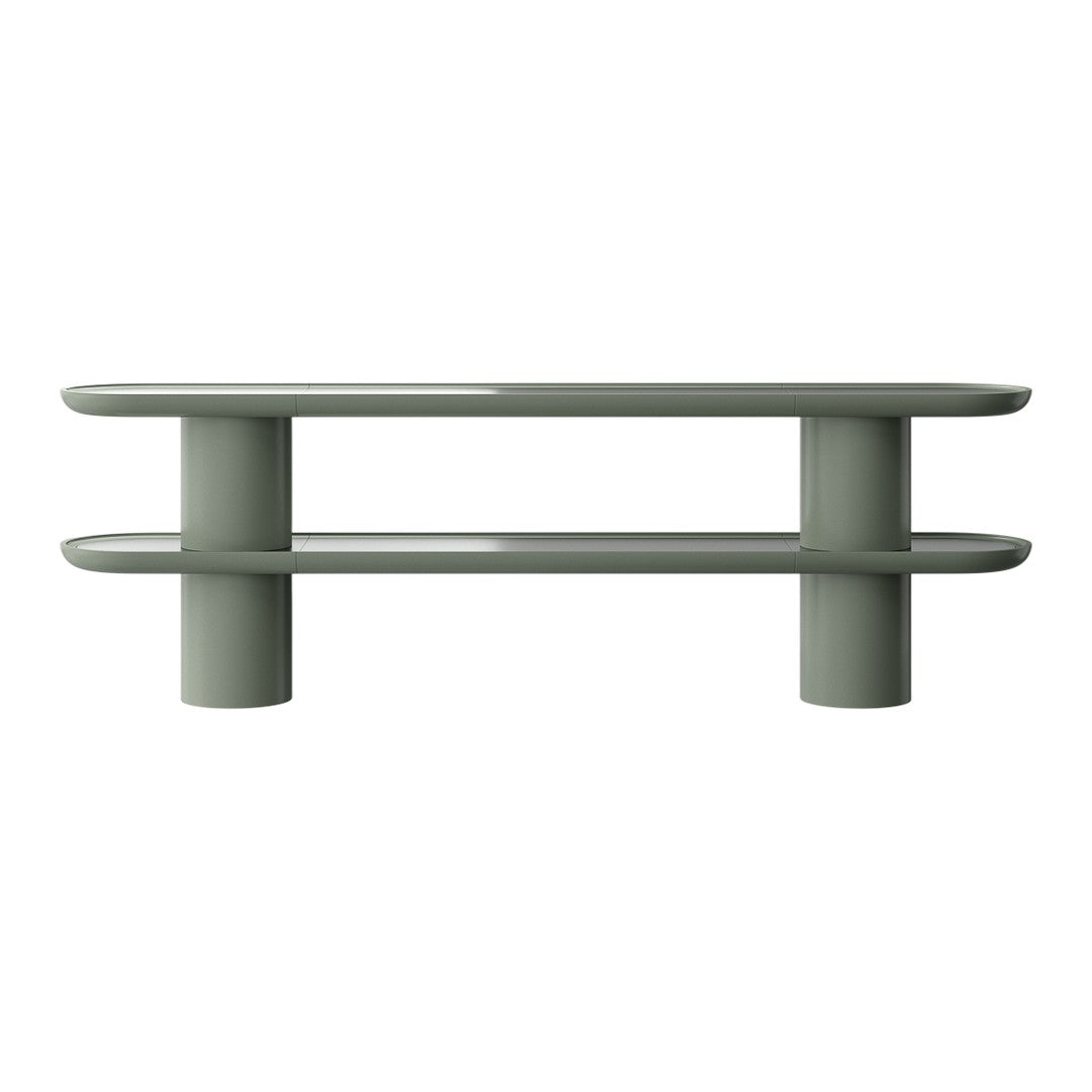 Sleek, modern design in soft sage green with smooth, glossy finish and rounded edges. Perfect for contemporary decor.