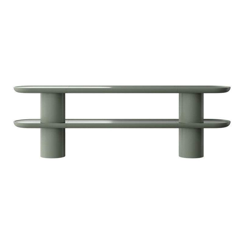 Sleek, modern design in soft sage green with smooth, glossy finish and rounded edges. Perfect for contemporary decor.