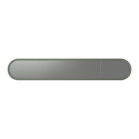 Sleek oval mirror with a muted green frame and smooth gray reflective surface. Ideal for modern decor styles.