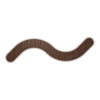 Curved brown wooden design with subtle grain pattern, featuring smooth edges and a light border. Perfect for stylish decor.