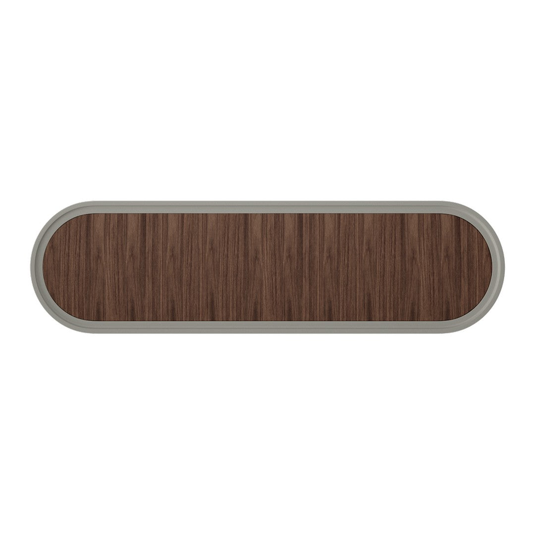 Brown wood grain pattern with a gray outline, featuring a smooth, oval shape. Perfect for modern decor.