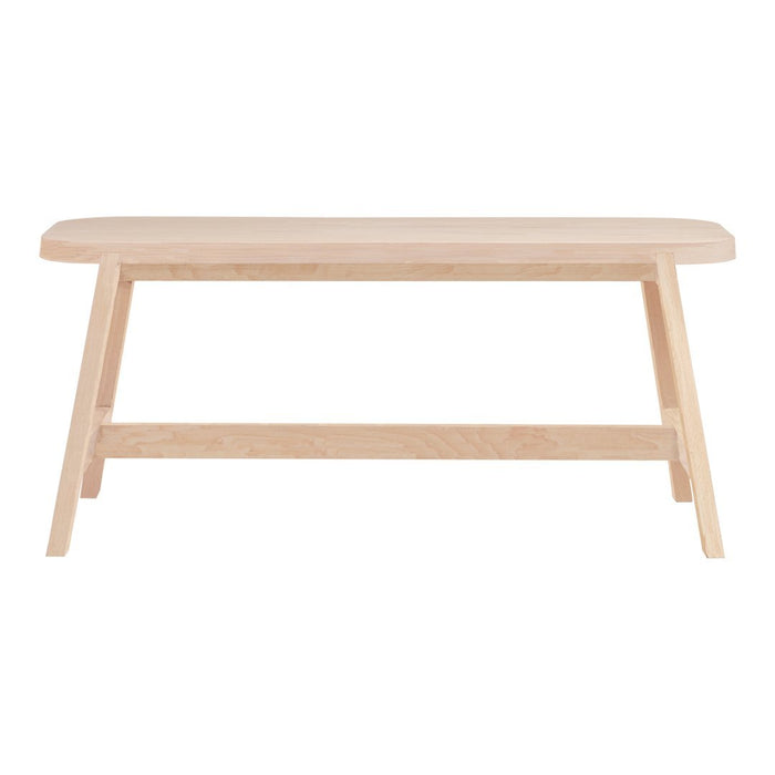Light natural wood coffee table with smooth, rounded edges and a minimalist design. Perfect for modern decor.