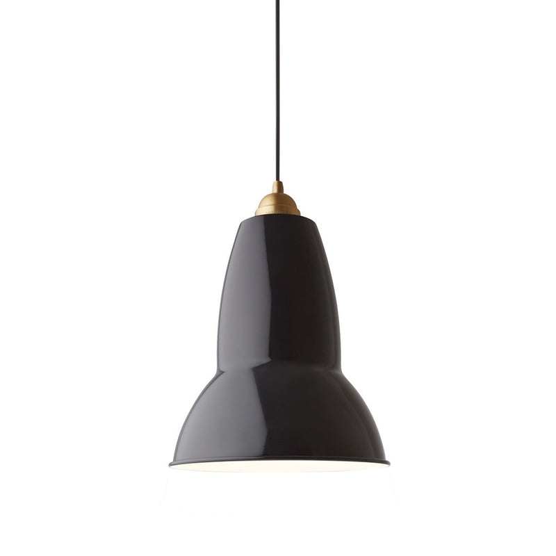 Modern black pendant lamp with a sleek silhouette and elegant gold accents, perfect for stylish home decor.