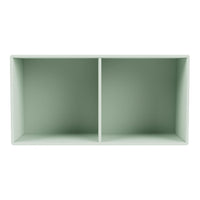 Light green storage shelf with smooth, modern design and two compartments. Ideal for organizing spaces.