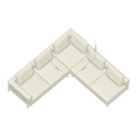Beige sectional sofa with a sleek design, featuring smooth upholstery and clean lines for a modern look.