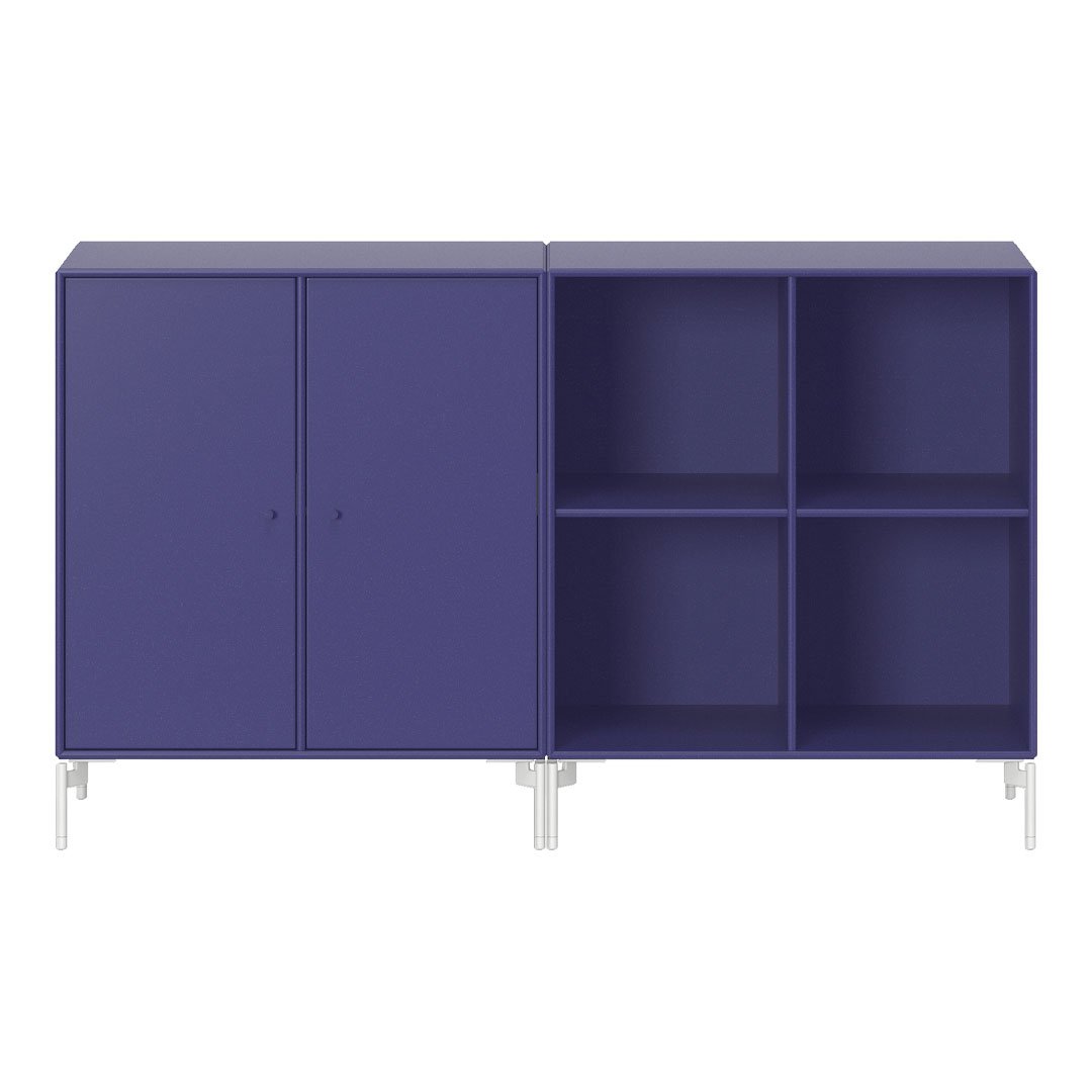 Modern purple storage cabinet with sleek design and open shelving, perfect for contemporary decor.