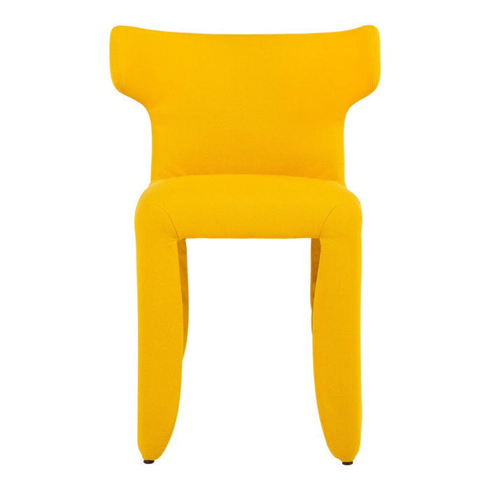 Vibrant solid yellow chair with a modern design and smooth, clean lines. Ideal for adding a pop of color to any space.