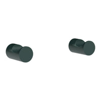 Pair of glossy dark green round wall hooks, sleek and modern design with a smooth finish. Perfect for minimalist decor.