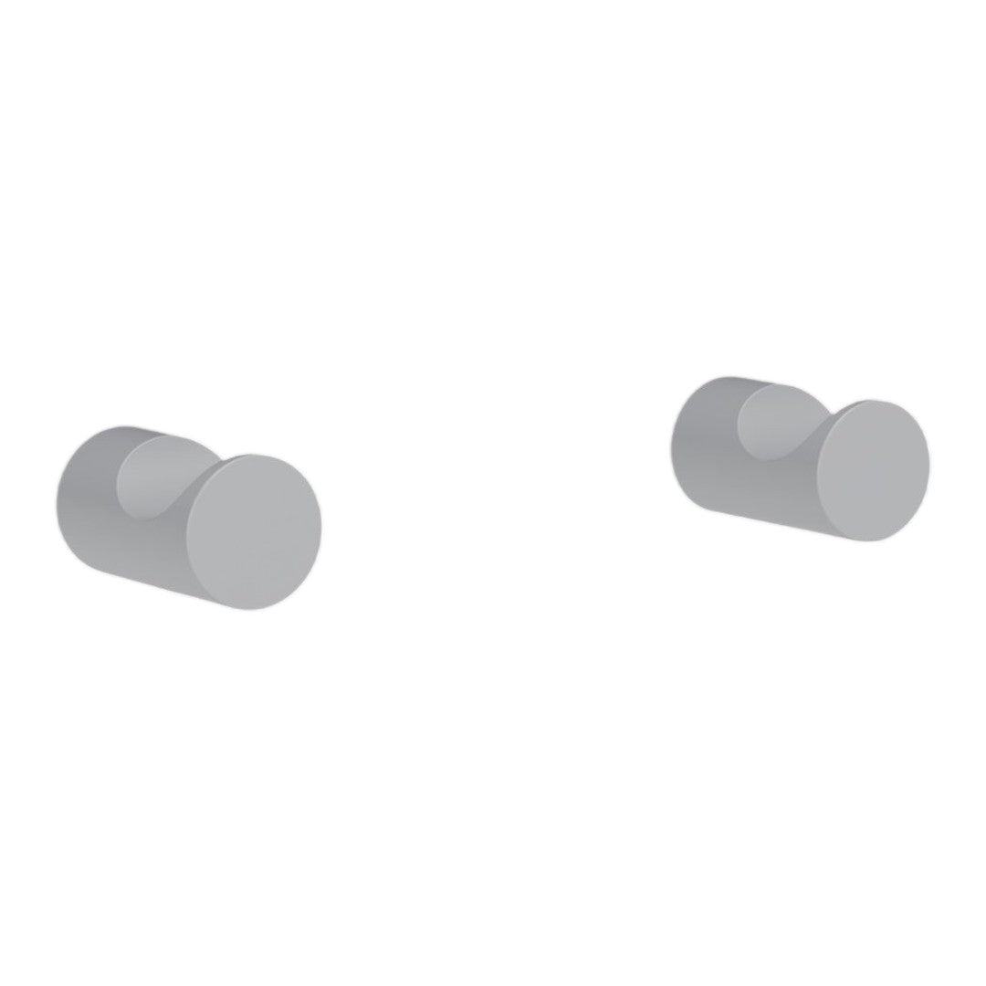 Gray round wall hooks with a smooth finish, perfect for minimalist decor. Simple design complements any modern space.