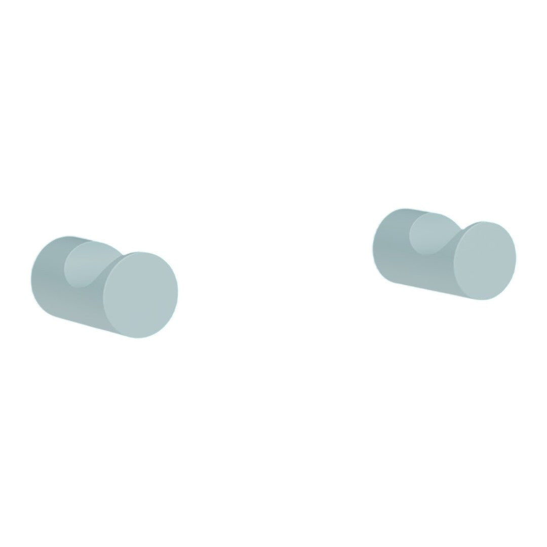 Light blue, round wall hooks with a smooth, minimalist design. Ideal for modern home decor.