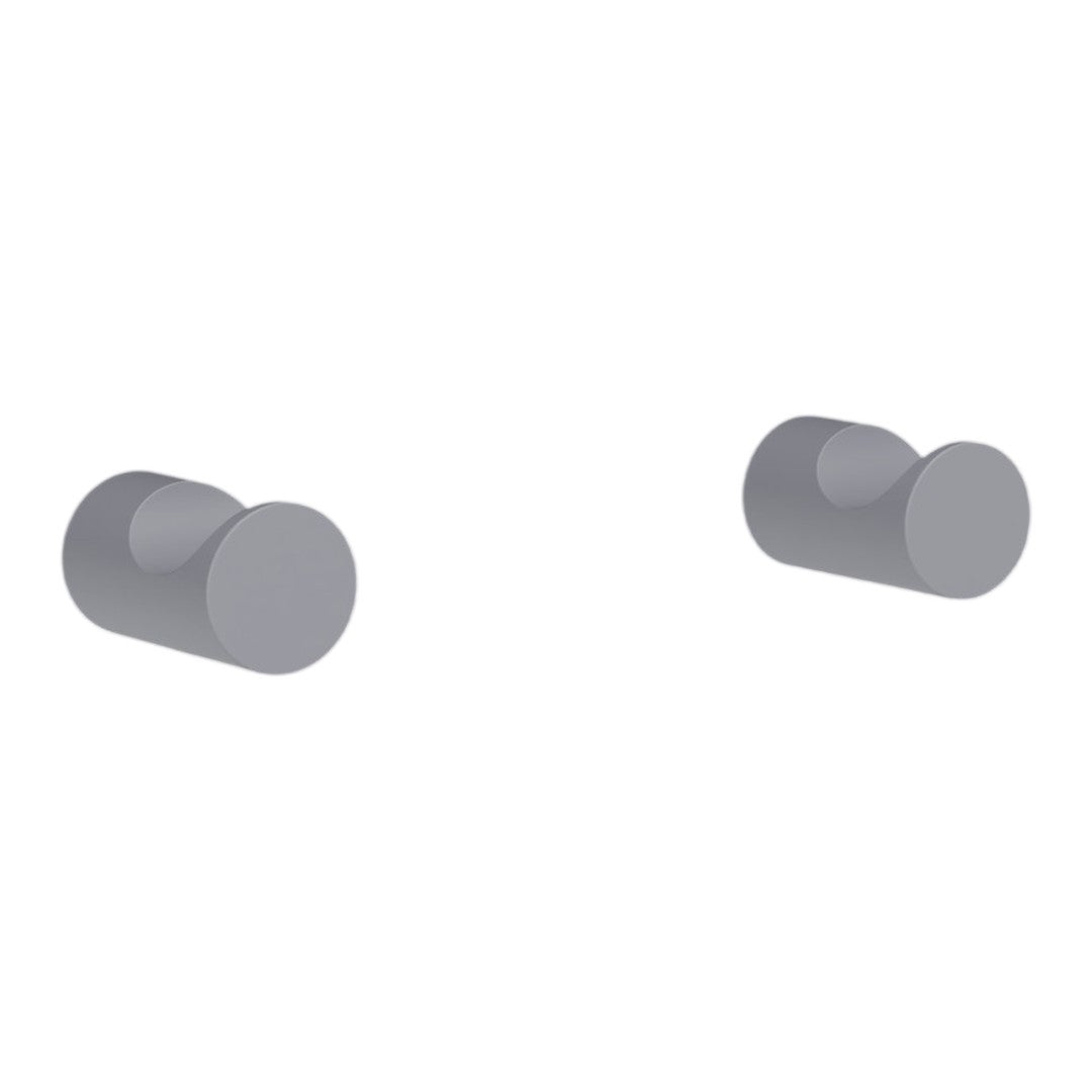 Gray round wall hooks with a smooth, modern finish, perfect for minimalist decor.