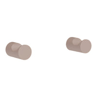 "Pair of curved wall hooks in soft taupe, featuring a minimalist design with smooth, rounded edges."