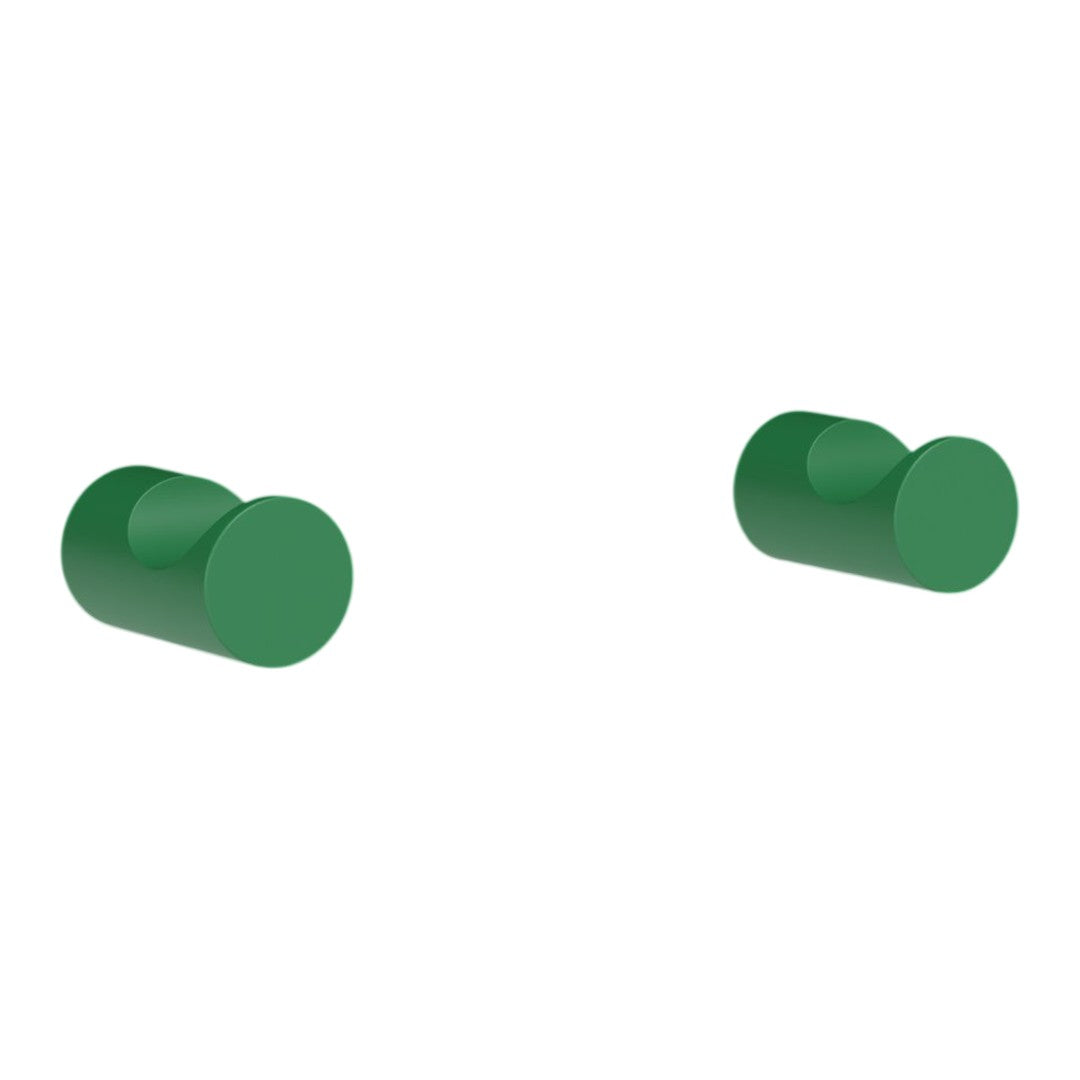 Two solid green cylindrical knobs, featuring a smooth finish and a modern design. Perfect for stylish upgrades.