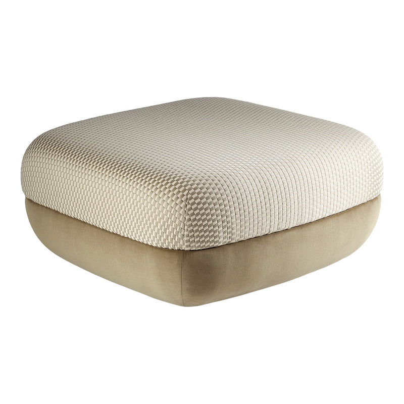 Beige square cushion with textured cream top and smooth tan bottom, adding a touch of elegance to your decor.