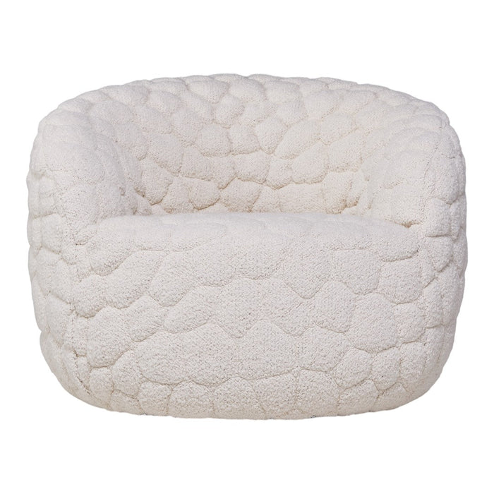 Cozy cream-colored bean bag chair with soft, textured, cloud-like pattern for a stylish, modern look.