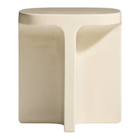 Neutral beige stool with a modern, minimalist design and smooth, matte finish. Ideal for contemporary decor.