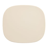 "Smooth, rounded beige ceramic plate with a subtle matte finish, perfect for modern dining settings."