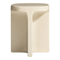 Beige modern stool with a sleek, minimalist design and smooth, glossy finish. Ideal for contemporary spaces.