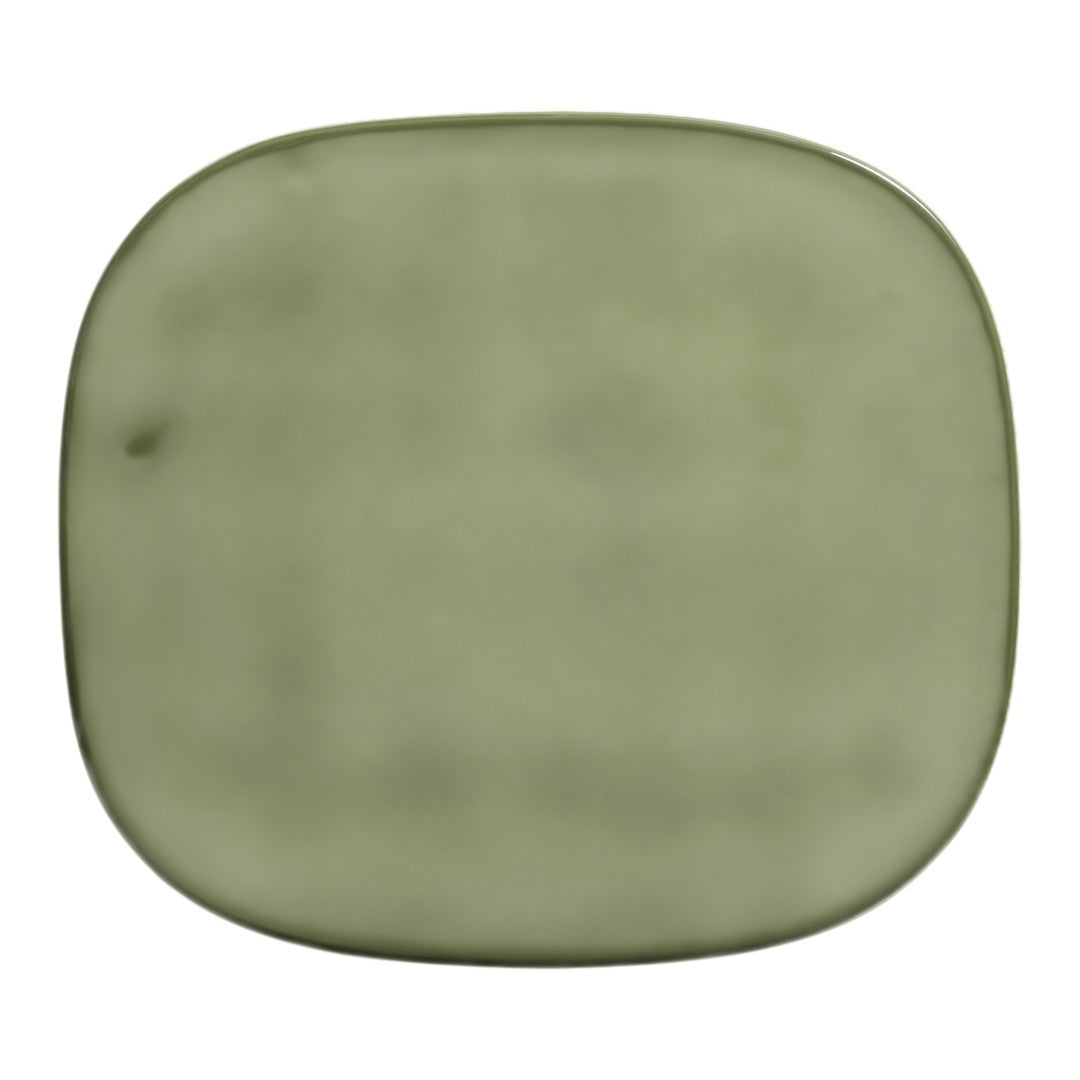Soft green ceramic plate with a smooth, matte finish in a rounded square shape. Ideal for modern tabletop decor.